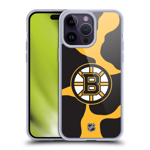 NHL Boston Bruins Cow Pattern Soft Gel Case for Apple iPhone 14 Pro Max & MagSafe