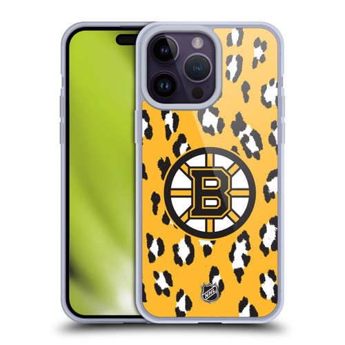 NHL Boston Bruins Leopard Pattern Soft Gel Case for Apple iPhone 14 Pro Max & MagSafe