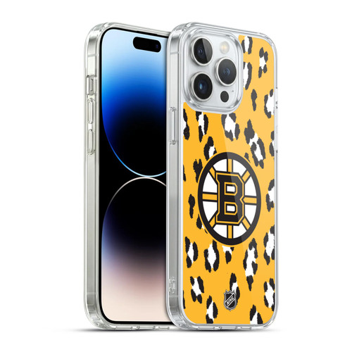NHL Boston Bruins Leopard Pattern Soft Gel Case for Apple iPhone 14 Pro Max & MagSafe