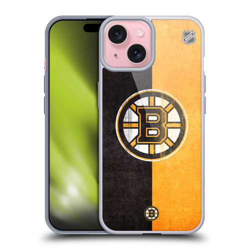 NHL Boston Bruins Half Distressed Soft Gel Case for Apple iPhone 15 & MagSafe
