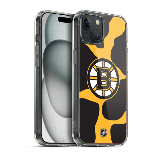 NHL Boston Bruins Cow Pattern Soft Gel Case for Apple iPhone 15 Plus & MagSafe