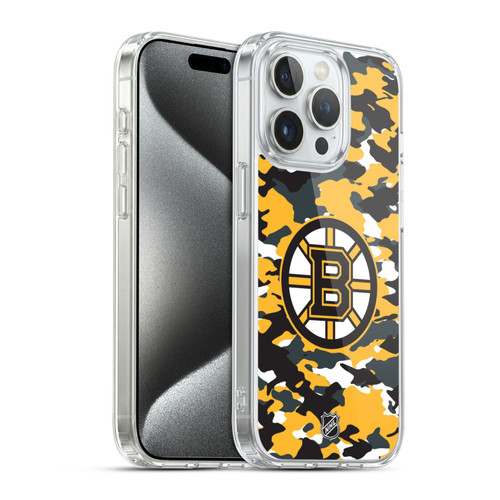 NHL Boston Bruins Camouflage Soft Gel Case for Apple iPhone 15 Pro & MagSafe