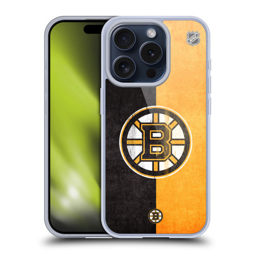 NHL Boston Bruins Half Distressed Soft Gel Case for Apple iPhone 15 Pro & MagSafe