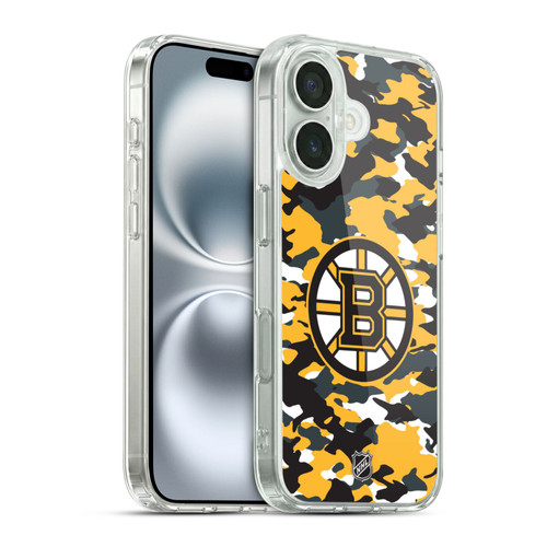 NHL Boston Bruins Camouflage Soft Gel Case for Apple iPhone 16 & MagSafe