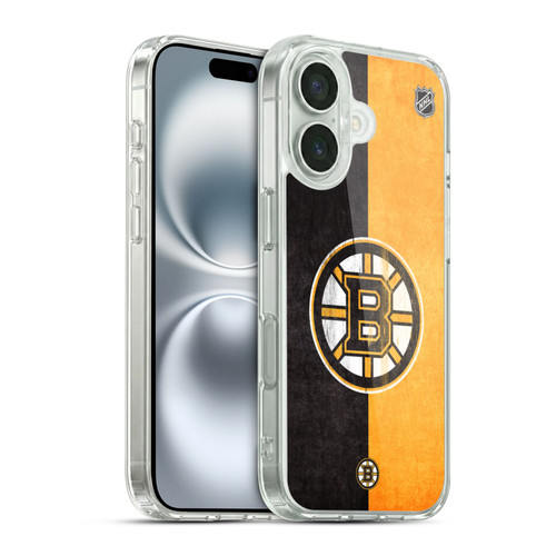 NHL Boston Bruins Half Distressed Soft Gel Case for Apple iPhone 16 & MagSafe