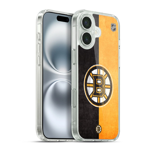NHL Boston Bruins Half Distressed Soft Gel Case for Apple iPhone 16 Plus & MagSafe
