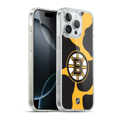 NHL Boston Bruins Cow Pattern Soft Gel Case for Apple iPhone 16 Pro Max & MagSafe