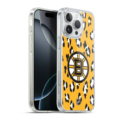 NHL Boston Bruins Leopard Pattern Soft Gel Case for Apple iPhone 16 Pro Max & MagSafe