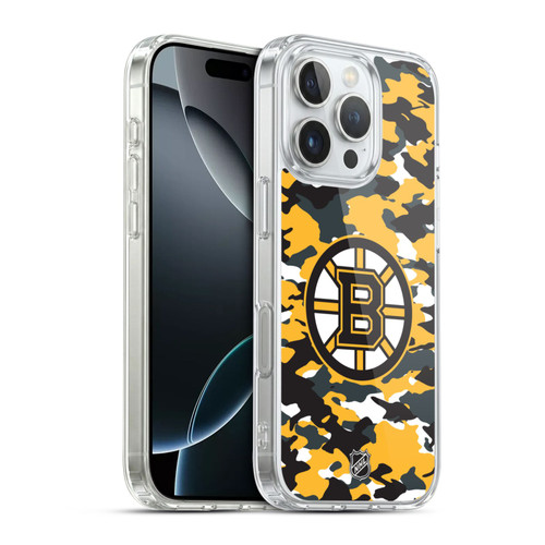 NHL Boston Bruins Camouflage Soft Gel Case for Apple iPhone 16 Pro & MagSafe