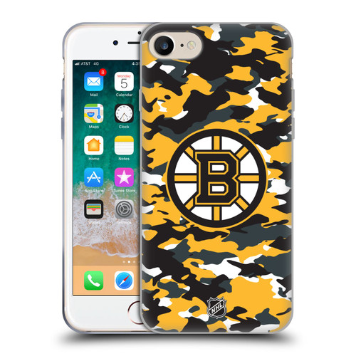 NHL Boston Bruins Camouflage Soft Gel Case for Apple iPhone 7 / 8 / SE 2020 & 2022 & MagSafe