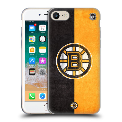NHL Boston Bruins Half Distressed Soft Gel Case for Apple iPhone 7 / 8 / SE 2020 & 2022 & MagSafe