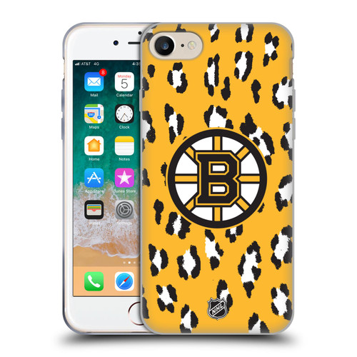 NHL Boston Bruins Leopard Pattern Soft Gel Case for Apple iPhone 7 / 8 / SE 2020 & 2022 & MagSafe
