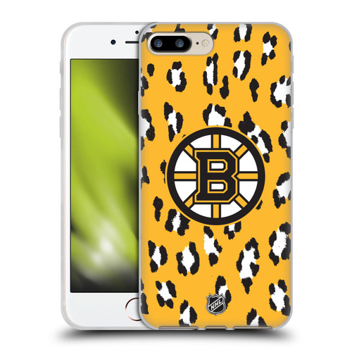 NHL Boston Bruins Leopard Pattern Soft Gel Case for Apple iPhone 7 Plus / iPhone 8 Plus & MagSafe