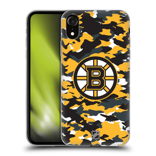 NHL Boston Bruins Camouflage Soft Gel Case for Apple iPhone XR