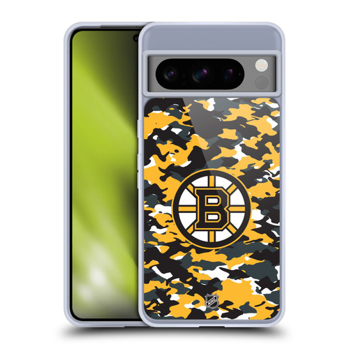 NHL Boston Bruins Camouflage Soft Gel Case for Google Pixel 8 Pro