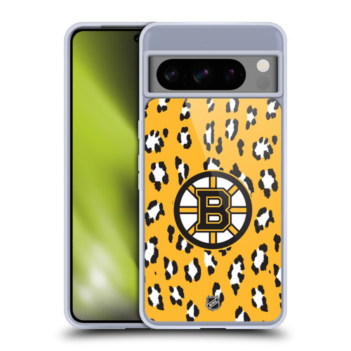 NHL Boston Bruins Leopard Pattern Soft Gel Case for Google Pixel 8 Pro