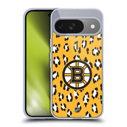 NHL Boston Bruins Leopard Pattern Soft Gel Case for Google Pixel 9 / Pixel 9 Pro