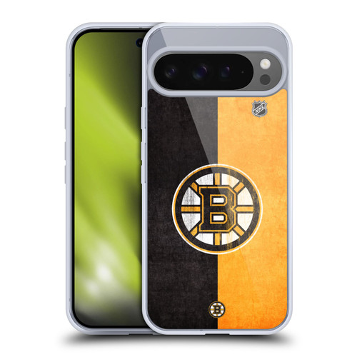 NHL Boston Bruins Half Distressed Soft Gel Case for Google Pixel 9 Pro XL