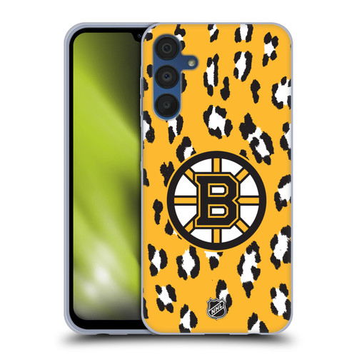 NHL Boston Bruins Leopard Pattern Soft Gel Case for Samsung Galaxy A15 & MagSafe
