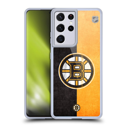 NHL Boston Bruins Half Distressed Soft Gel Case for Samsung Galaxy S21 Ultra 5G