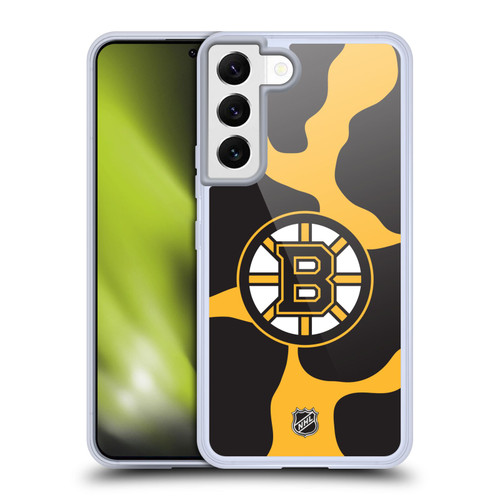 NHL Boston Bruins Cow Pattern Soft Gel Case for Samsung Galaxy S22 5G & MagSafe