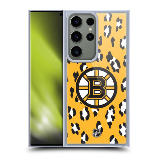 NHL Boston Bruins Leopard Pattern Soft Gel Case for Samsung Galaxy S23 Ultra 5G & MagSafe