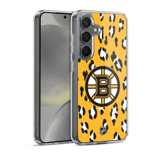 NHL Boston Bruins Leopard Pattern Soft Gel Case for Samsung Galaxy S24 5G & MagSafe