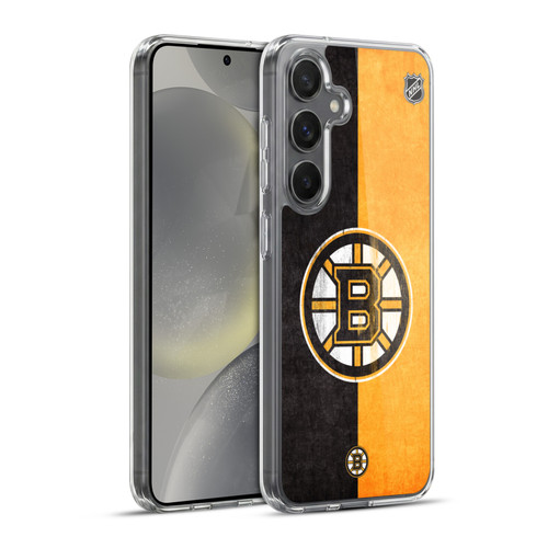 NHL Boston Bruins Half Distressed Soft Gel Case for Samsung Galaxy S24+ 5G & MagSafe