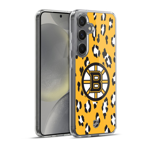 NHL Boston Bruins Leopard Pattern Soft Gel Case for Samsung Galaxy S24+ 5G & MagSafe