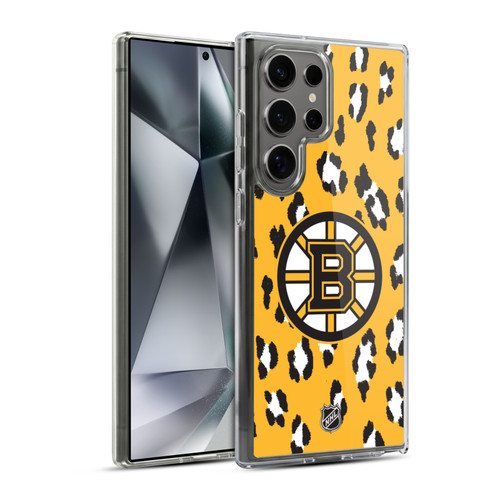 NHL Boston Bruins Leopard Pattern Soft Gel Case for Samsung Galaxy S24 Ultra 5G & MagSafe