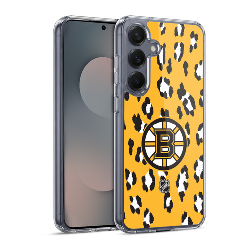 NHL Boston Bruins Leopard Pattern Soft Gel Case for Samsung Galaxy S25 & MagSafe