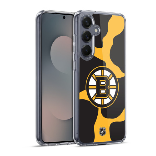 NHL Boston Bruins Cow Pattern Soft Gel Case for Samsung Galaxy S25+ & MagSafe