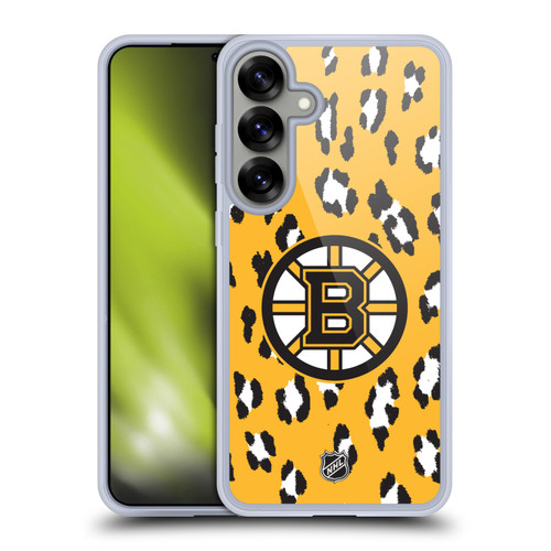 NHL Boston Bruins Leopard Pattern Soft Gel Case for Samsung Galaxy S25+ & MagSafe