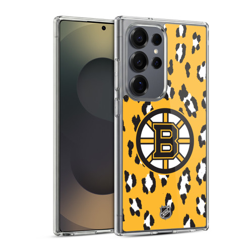 NHL Boston Bruins Leopard Pattern Soft Gel Case for Samsung Galaxy S25 Ultra & MagSafe