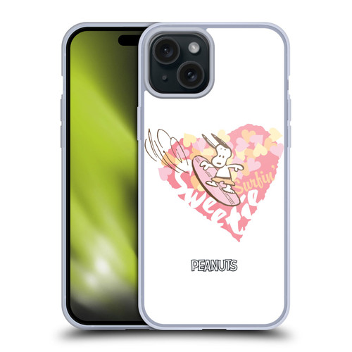 Peanuts Beach Snoopy Surfing Sweetie Soft Gel Case for Apple iPhone 15 Plus & MagSafe