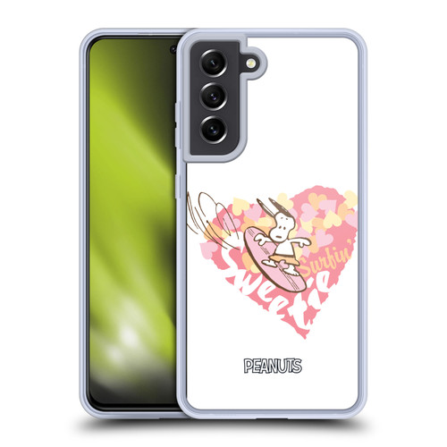 Peanuts Beach Snoopy Surfing Sweetie Soft Gel Case for Samsung Galaxy S21 FE 5G & MagSafe