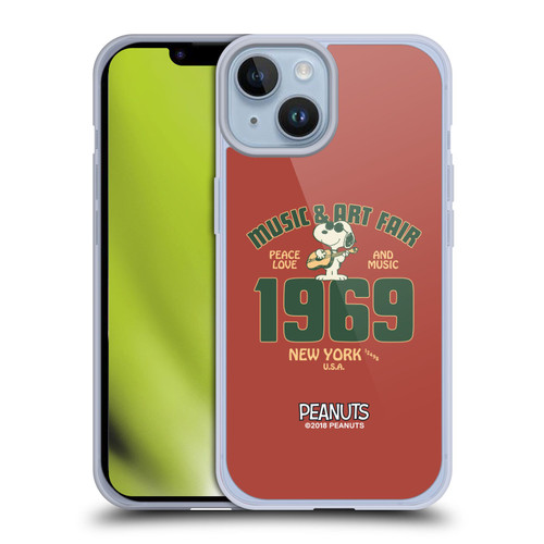 Peanuts Woodstock 50th Snoopy Guitar 1969 Soft Gel Case for Apple iPhone 14