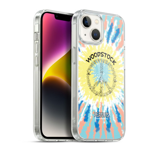 Peanuts Woodstock 50th Tie Dye Peace Sign Soft Gel Case for Apple iPhone 14