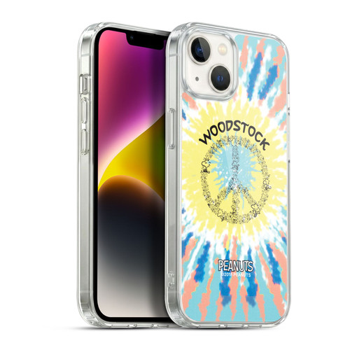 Peanuts Woodstock 50th Tie Dye Peace Sign Soft Gel Case for Apple iPhone 14 Plus & MagSafe