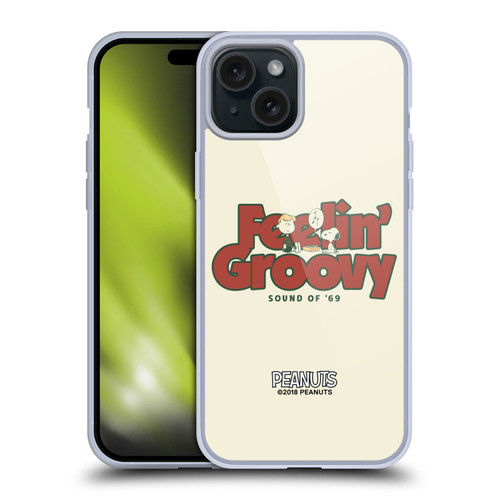 Peanuts Woodstock 50th Schroeder Snoopy Groovy Soft Gel Case for Apple iPhone 15 Plus & MagSafe