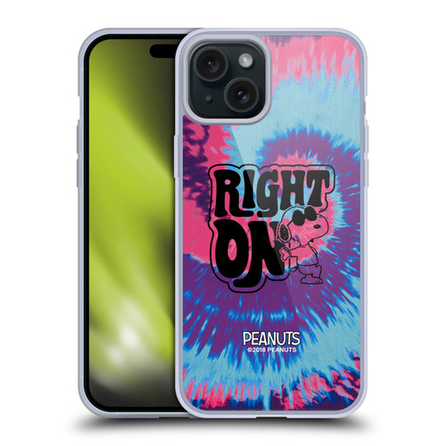 Peanuts Woodstock 50th Snoopy Tie Dye Right On Soft Gel Case for Apple iPhone 15 Plus & MagSafe