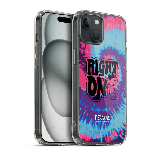 Peanuts Woodstock 50th Snoopy Tie Dye Right On Soft Gel Case for Apple iPhone 15 Plus & MagSafe