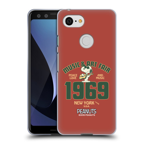 Peanuts Woodstock 50th Snoopy Guitar 1969 Soft Gel Case for Google Pixel 3