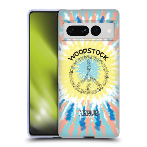 Peanuts Woodstock 50th Tie Dye Peace Sign Soft Gel Case for Google Pixel 7 Pro