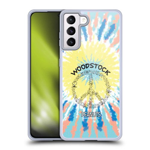 Peanuts Woodstock 50th Tie Dye Peace Sign Soft Gel Case for Samsung Galaxy S21+ 5G & MagSafe