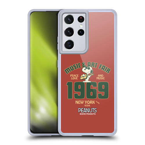 Peanuts Woodstock 50th Snoopy Guitar 1969 Soft Gel Case for Samsung Galaxy S21 Ultra 5G & MagSafe