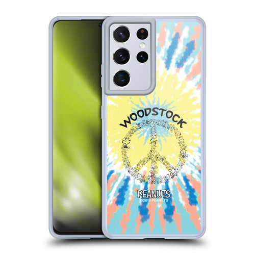 Peanuts Woodstock 50th Tie Dye Peace Sign Soft Gel Case for Samsung Galaxy S21 Ultra 5G & MagSafe