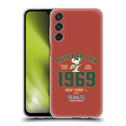 Peanuts Woodstock 50th Snoopy Guitar 1969 Soft Gel Case for Samsung Galaxy M15/F15 5G
