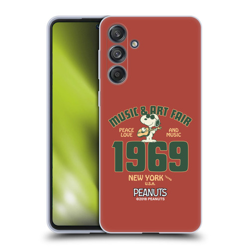 Peanuts Woodstock 50th Snoopy Guitar 1969 Soft Gel Case for Samsung Galaxy M55 5G