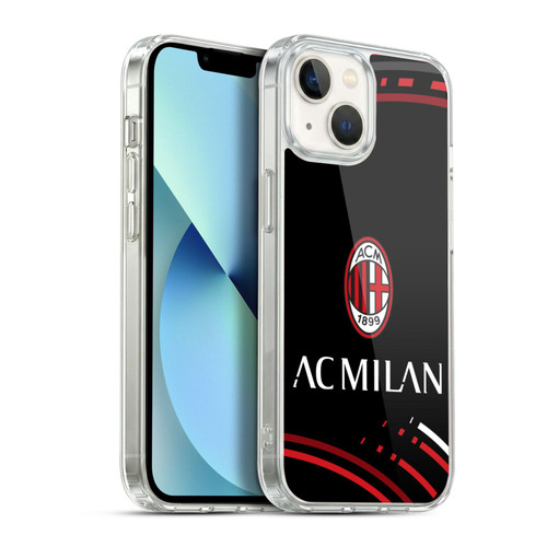 AC Milan Crest Patterns Curved Soft Gel Case for Apple iPhone 13